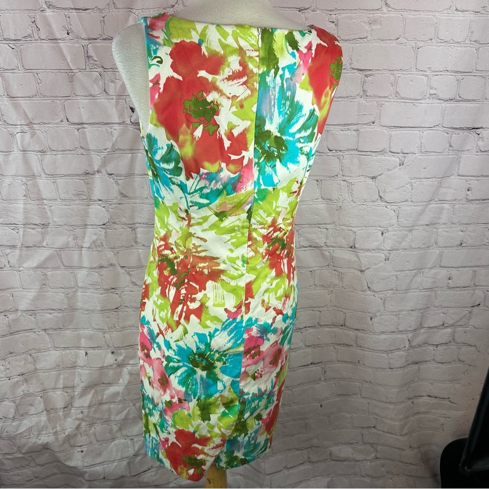 Leslie Fay Floral sleeveless sheath pencil Dress sz 6 coastal beach tropical - Picture 2 of 6